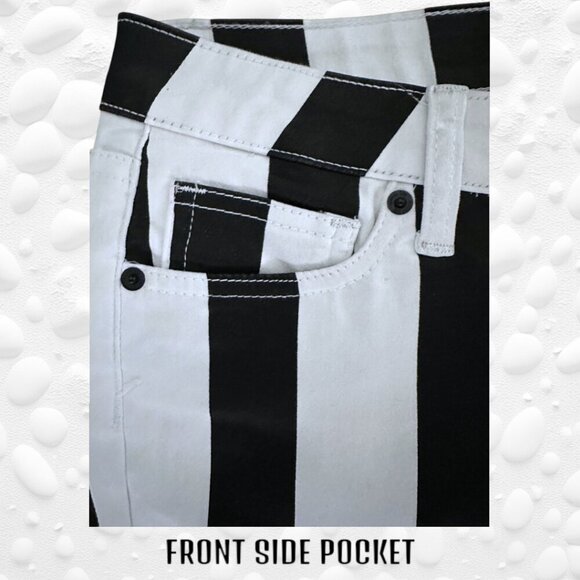 Ladies Black/White Striped Capris - Size 30-31" "BEETLEJUICE" Inspired - NWOT - Picture 3 of 7